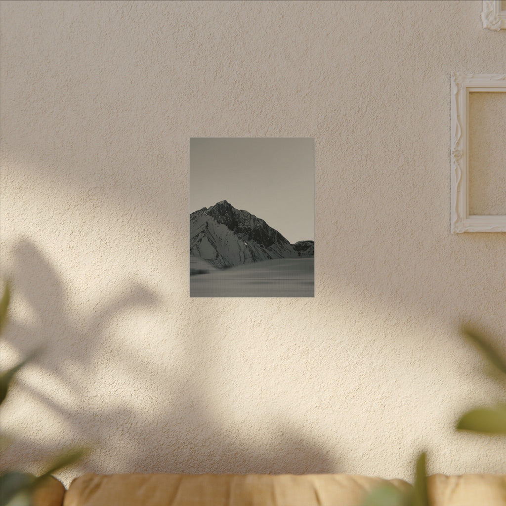Minimal Mountain Matte Canvas Print — Monochrome Alpine Wall Art