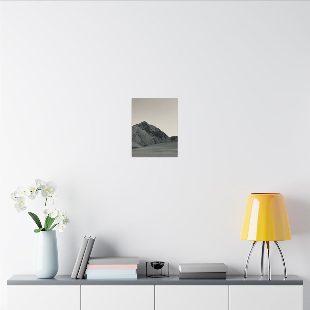 Minimal Mountain Matte Canvas Print — Monochrome Alpine Wall Art