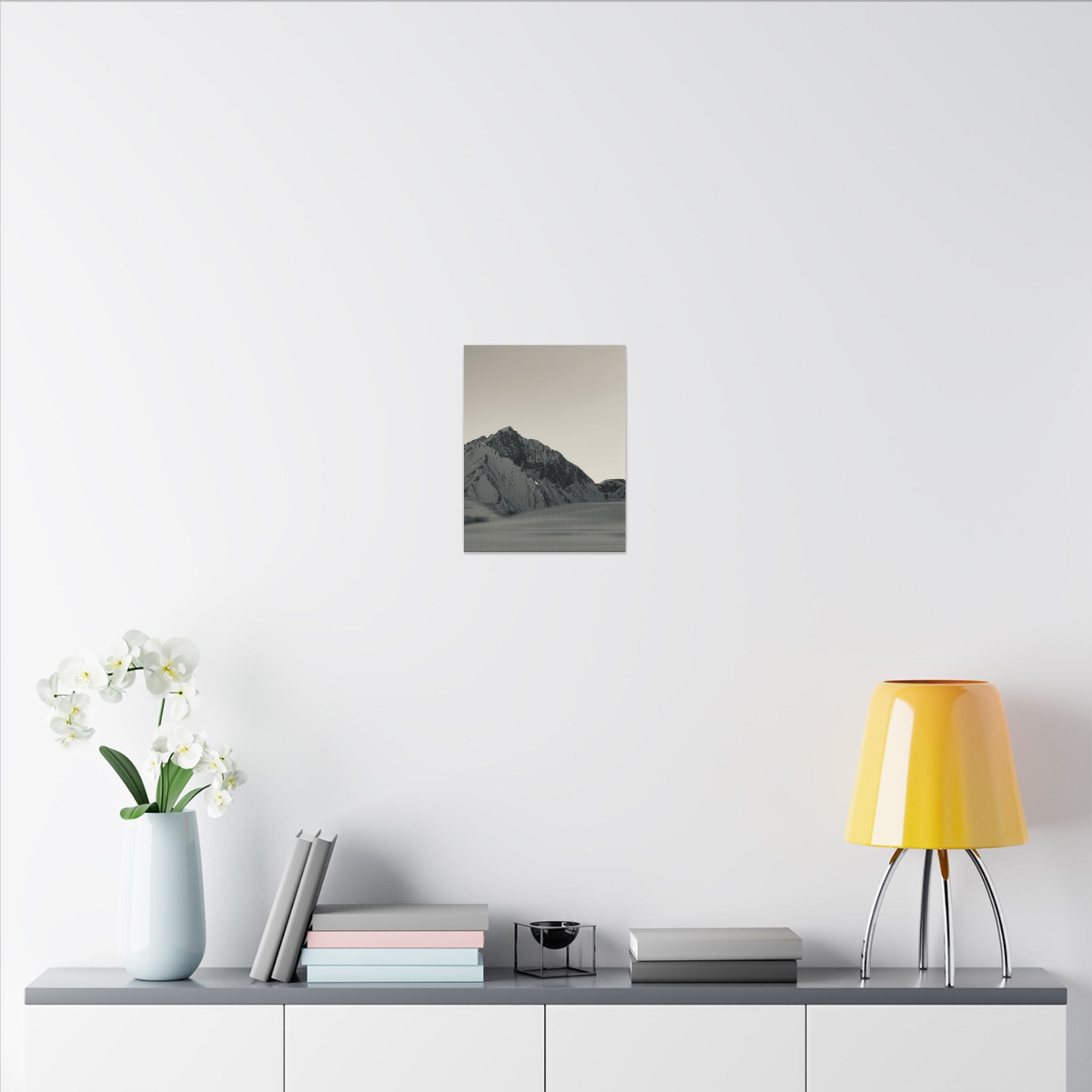 Minimal Mountain Matte Canvas Print — Monochrome Alpine Wall Art