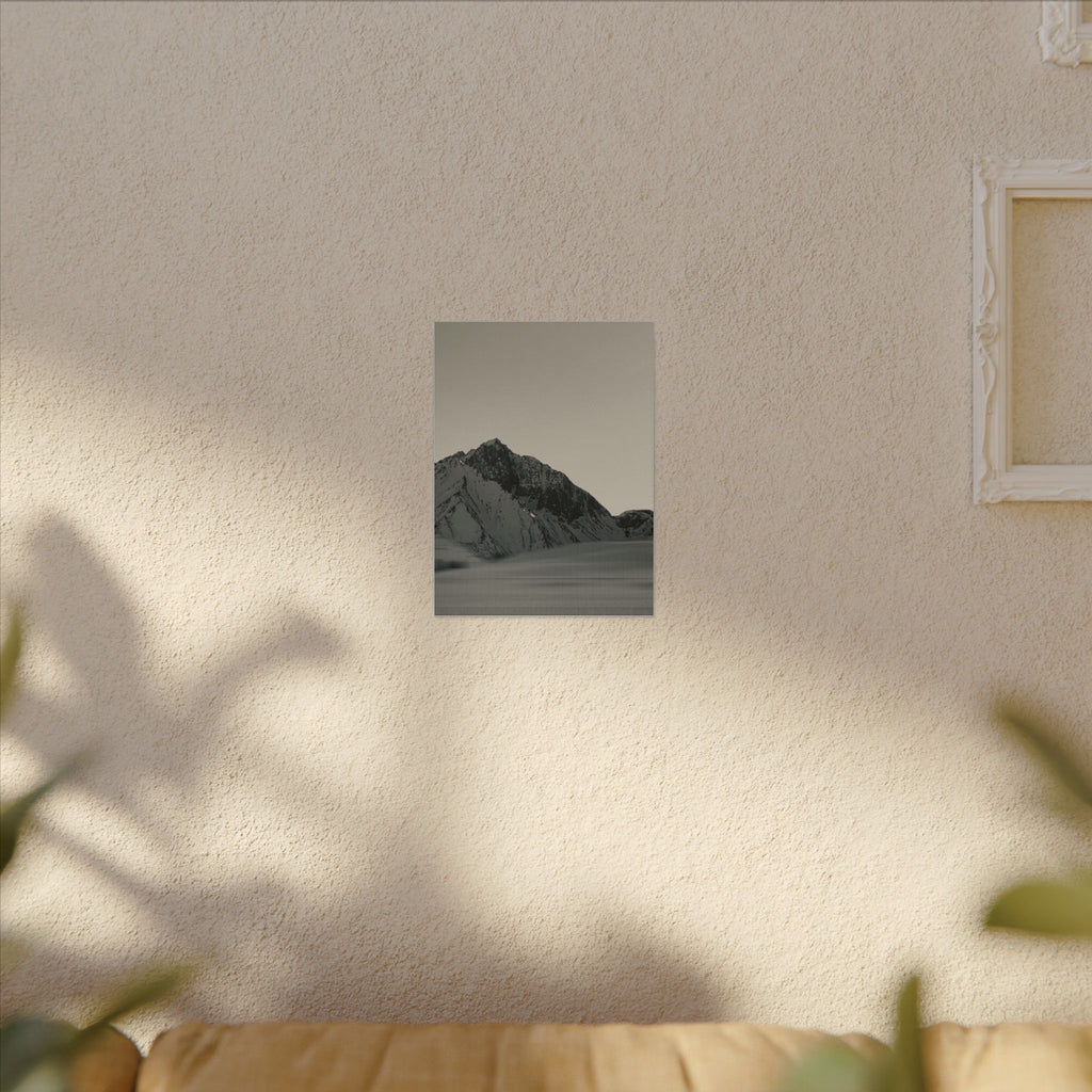 Minimal Mountain Matte Canvas Print — Monochrome Alpine Wall Art