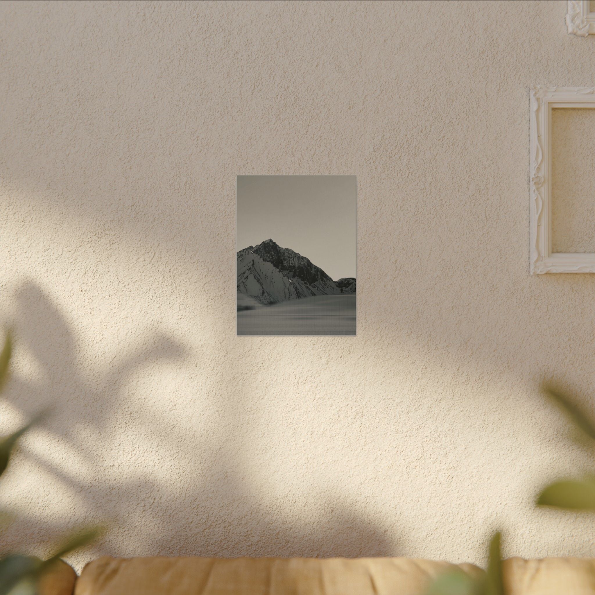 Minimal Mountain Matte Canvas Print — Monochrome Alpine Wall Art