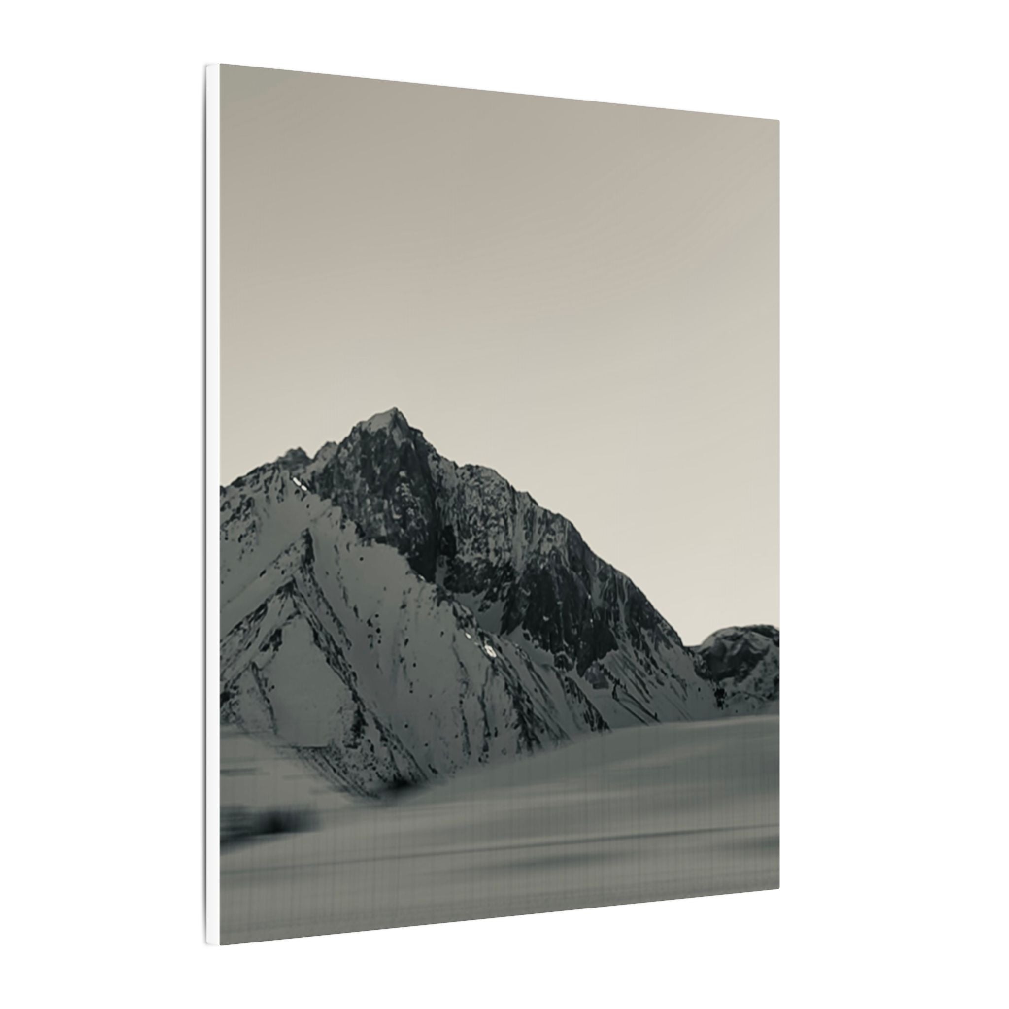 Minimal Mountain Matte Canvas Print — Monochrome Alpine Wall Art