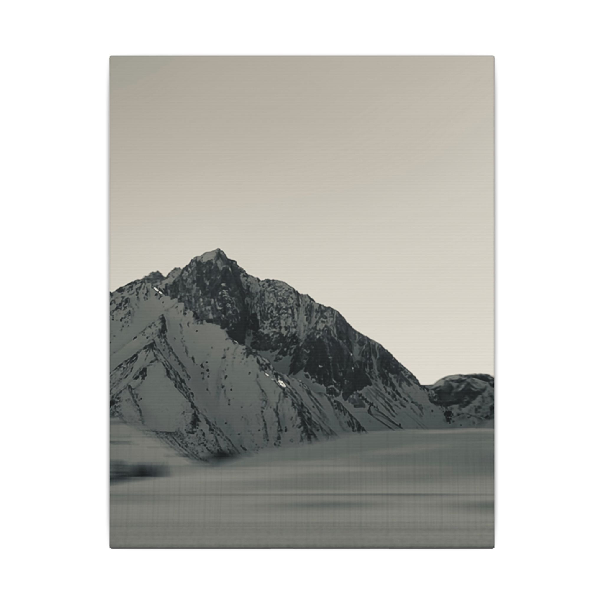 Minimal Mountain Matte Canvas Print — Monochrome Alpine Wall Art
