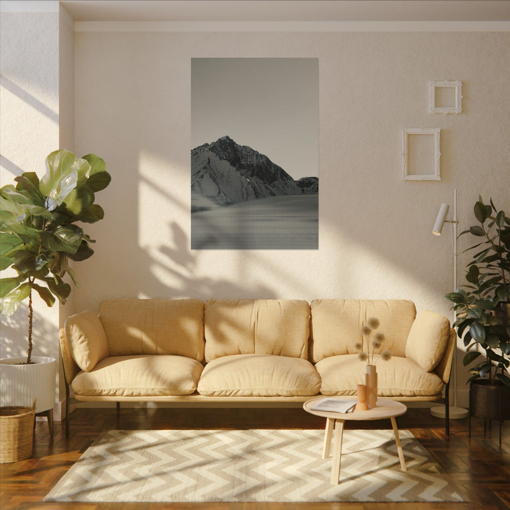 Minimal Mountain Matte Canvas Print — Monochrome Alpine Wall Art