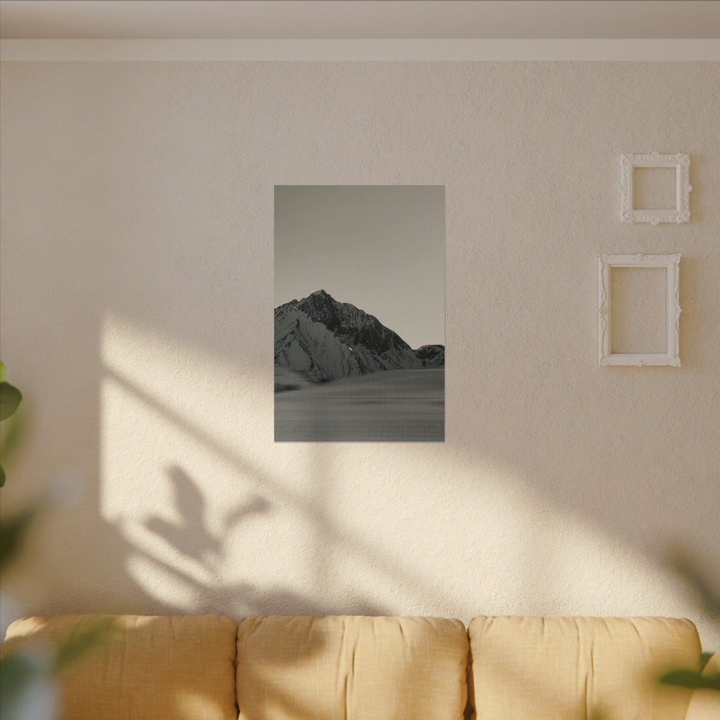 Minimal Mountain Matte Canvas Print — Monochrome Alpine Wall Art