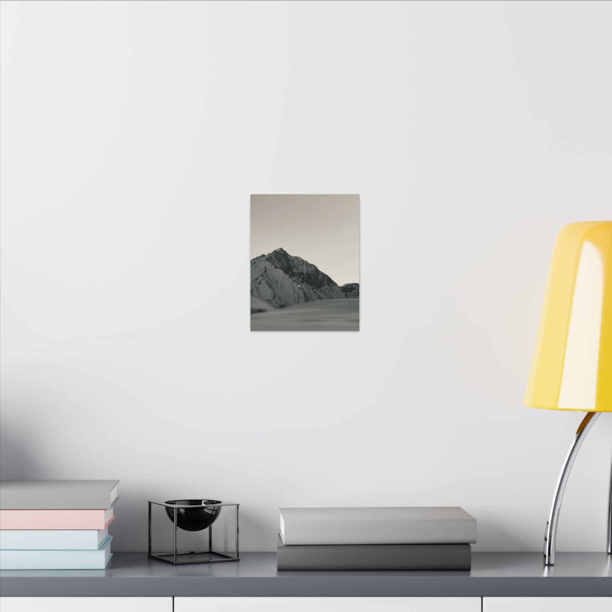Minimal Mountain Matte Canvas Print — Monochrome Alpine Wall Art