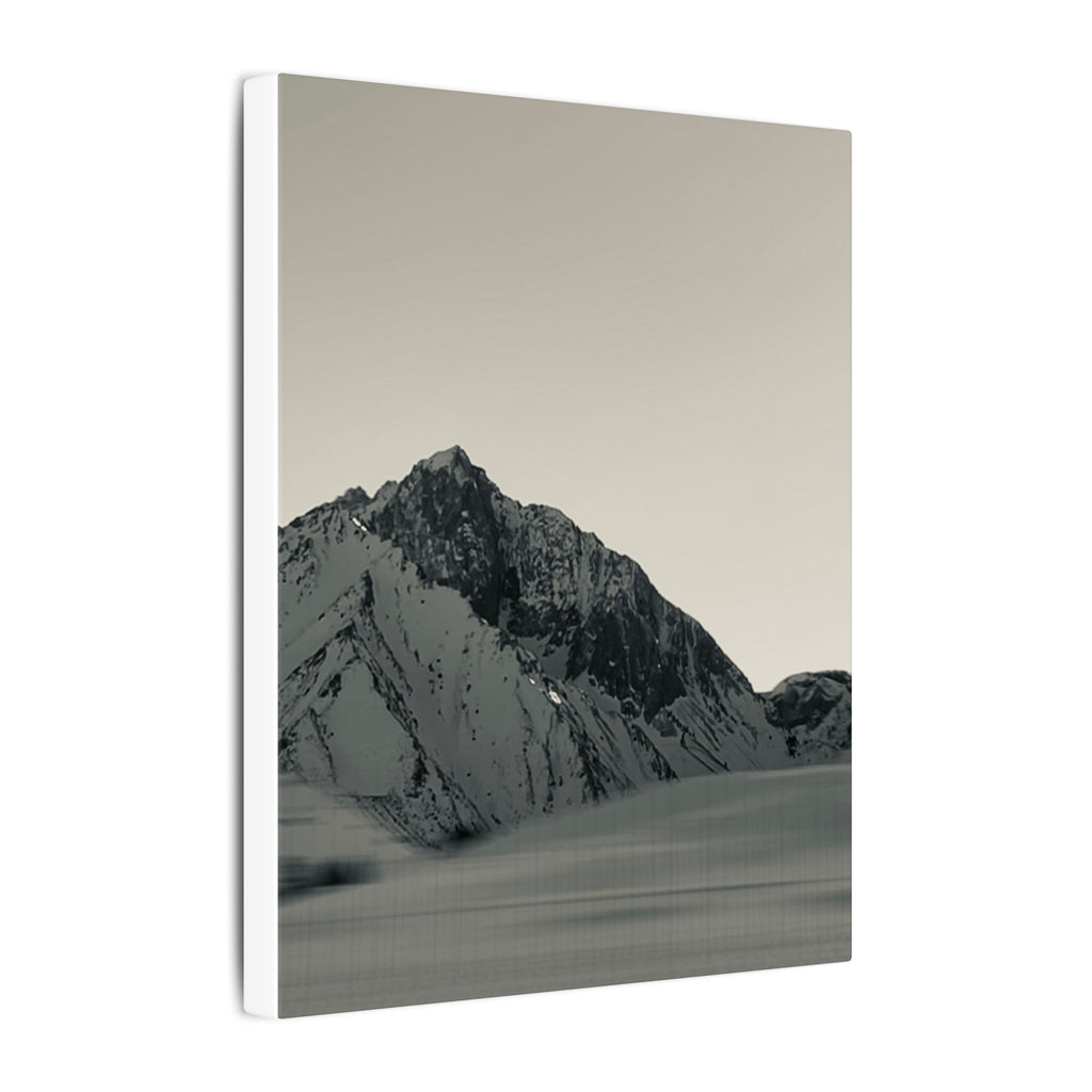 Minimal Mountain Matte Canvas Print — Monochrome Alpine Wall Art