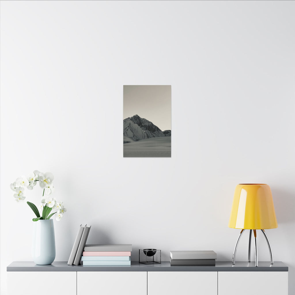 Minimal Mountain Matte Canvas Print — Monochrome Alpine Wall Art
