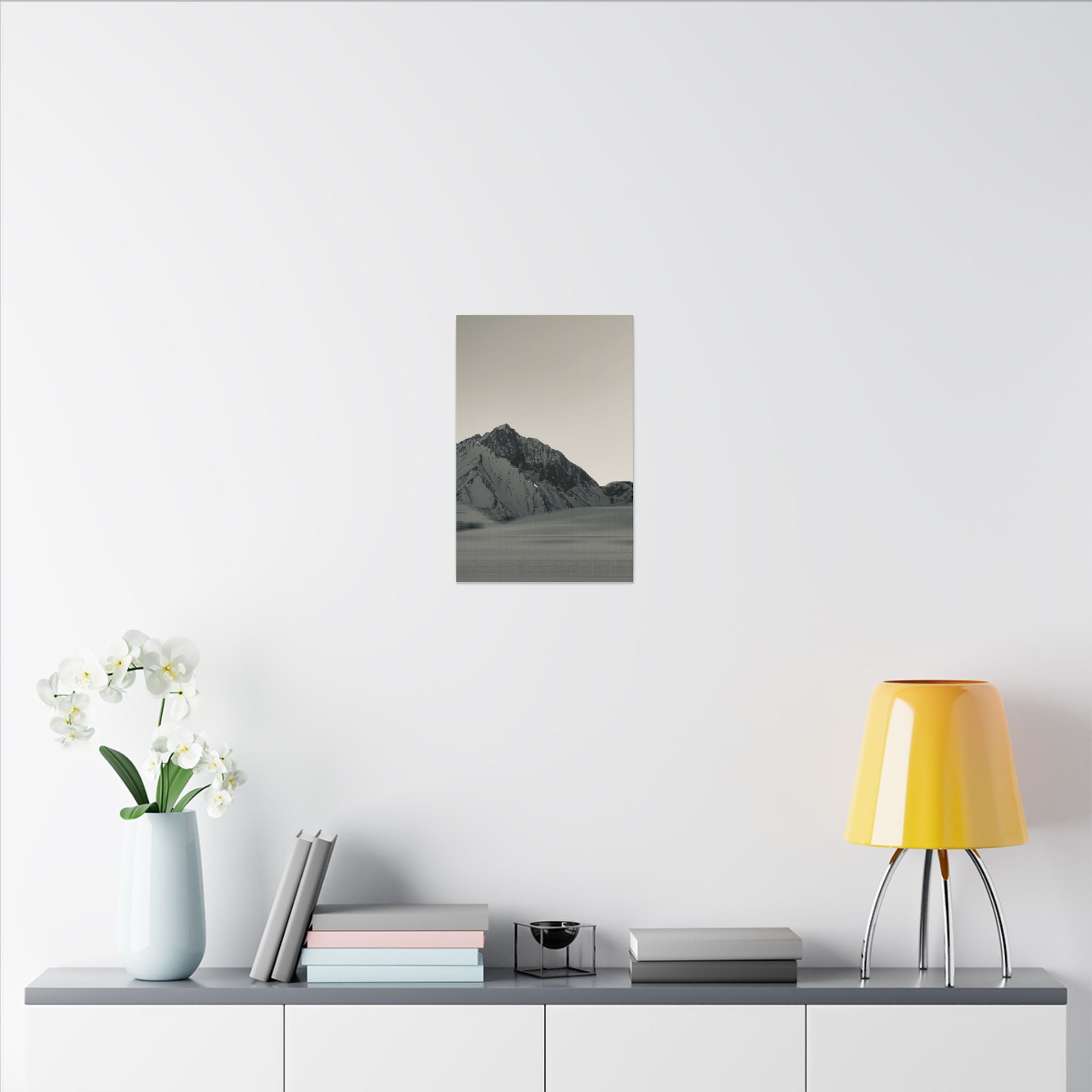 Minimal Mountain Matte Canvas Print — Monochrome Alpine Wall Art
