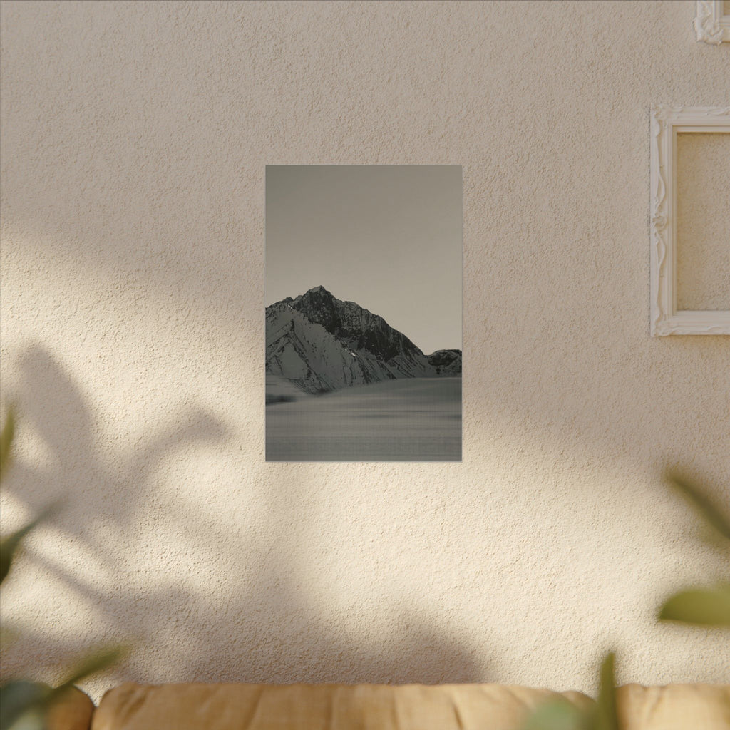 Minimal Mountain Matte Canvas Print — Monochrome Alpine Wall Art