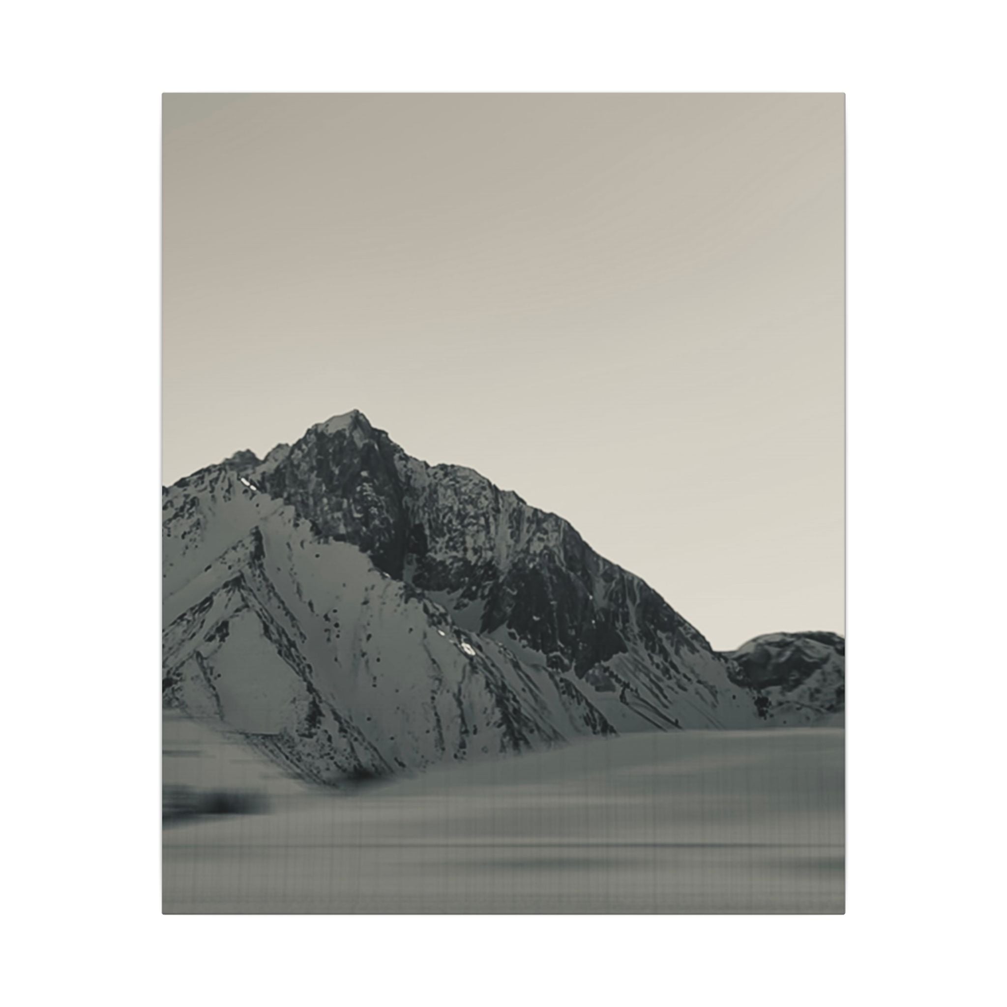 Minimal Mountain Matte Canvas Print — Monochrome Alpine Wall Art