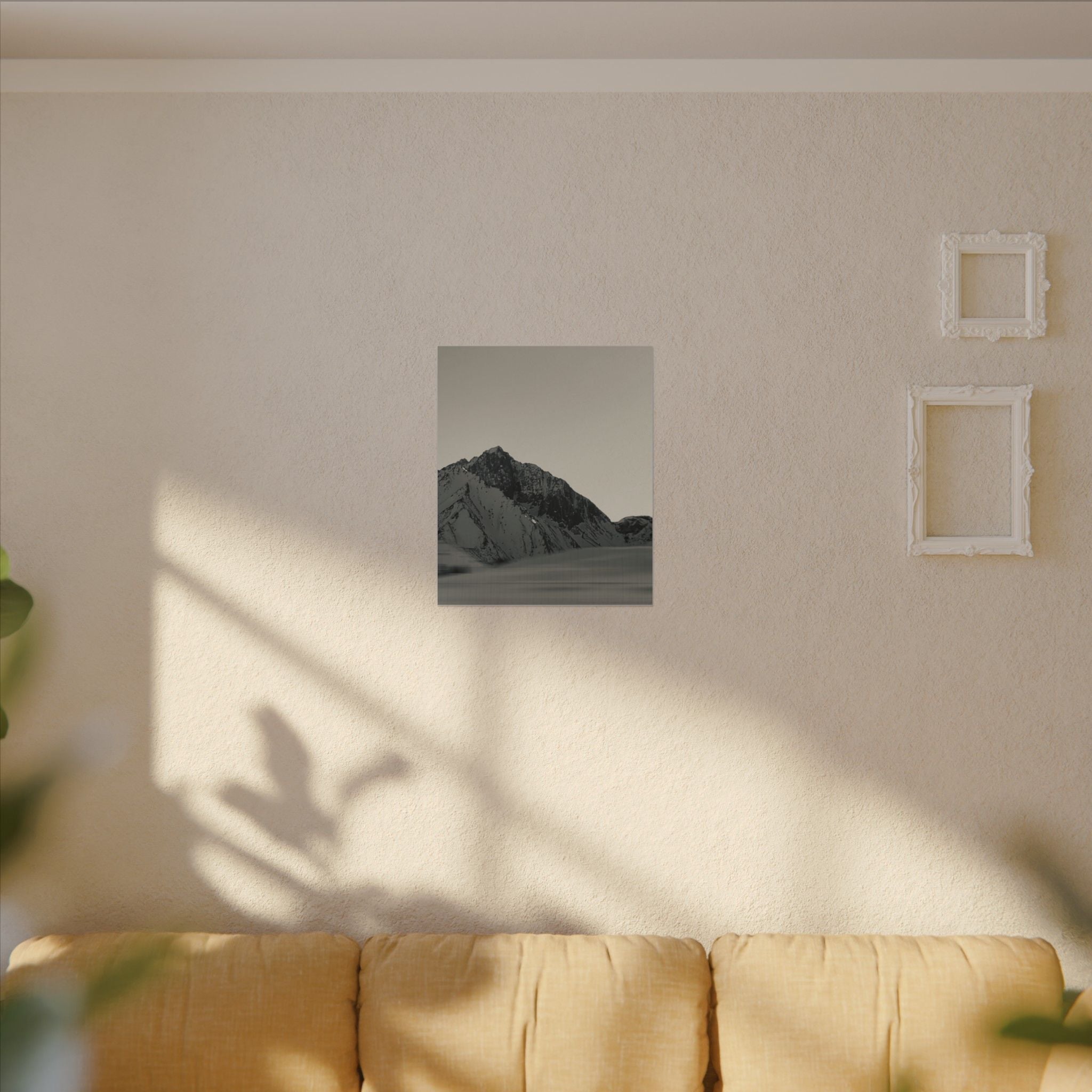 Minimal Mountain Matte Canvas Print — Monochrome Alpine Wall Art