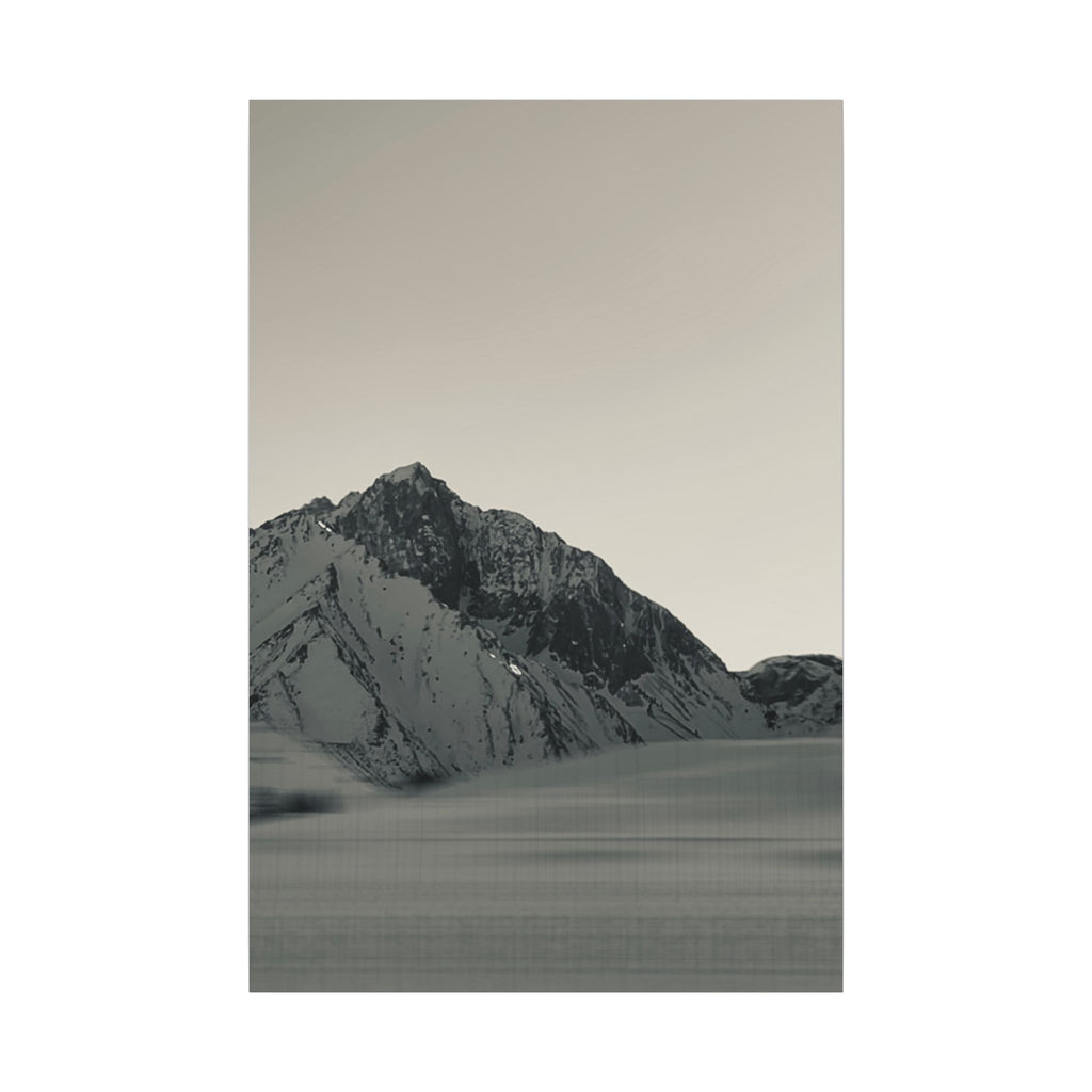 Minimal Mountain Matte Canvas Print — Monochrome Alpine Wall Art
