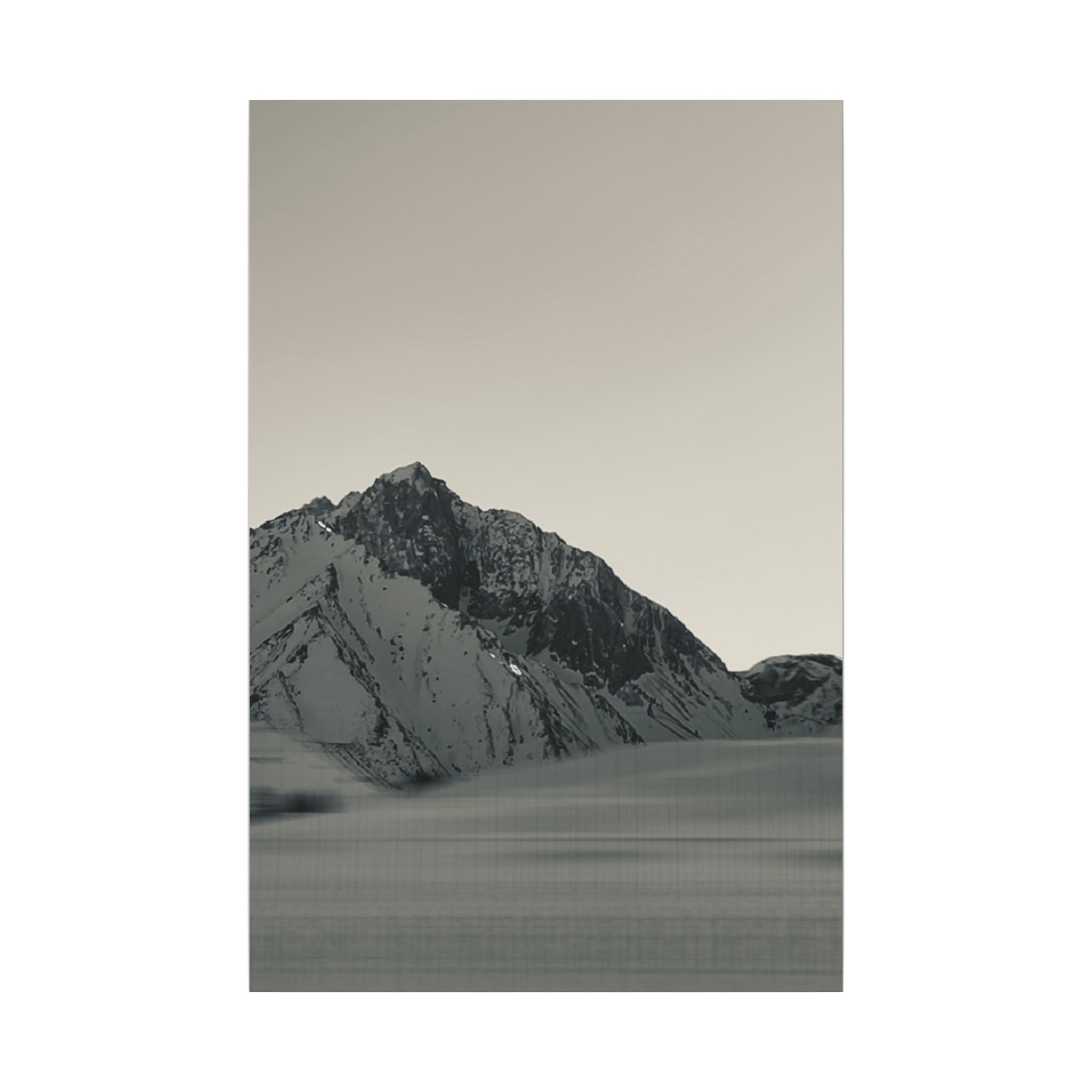 Minimal Mountain Matte Canvas Print — Monochrome Alpine Wall Art