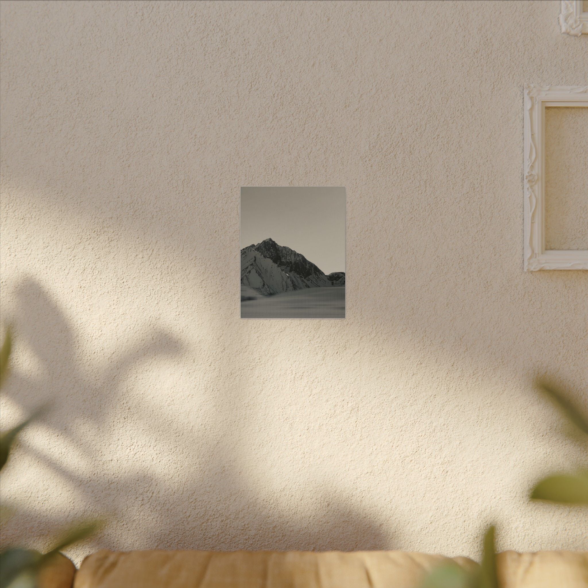 Minimal Mountain Matte Canvas Print — Monochrome Alpine Wall Art