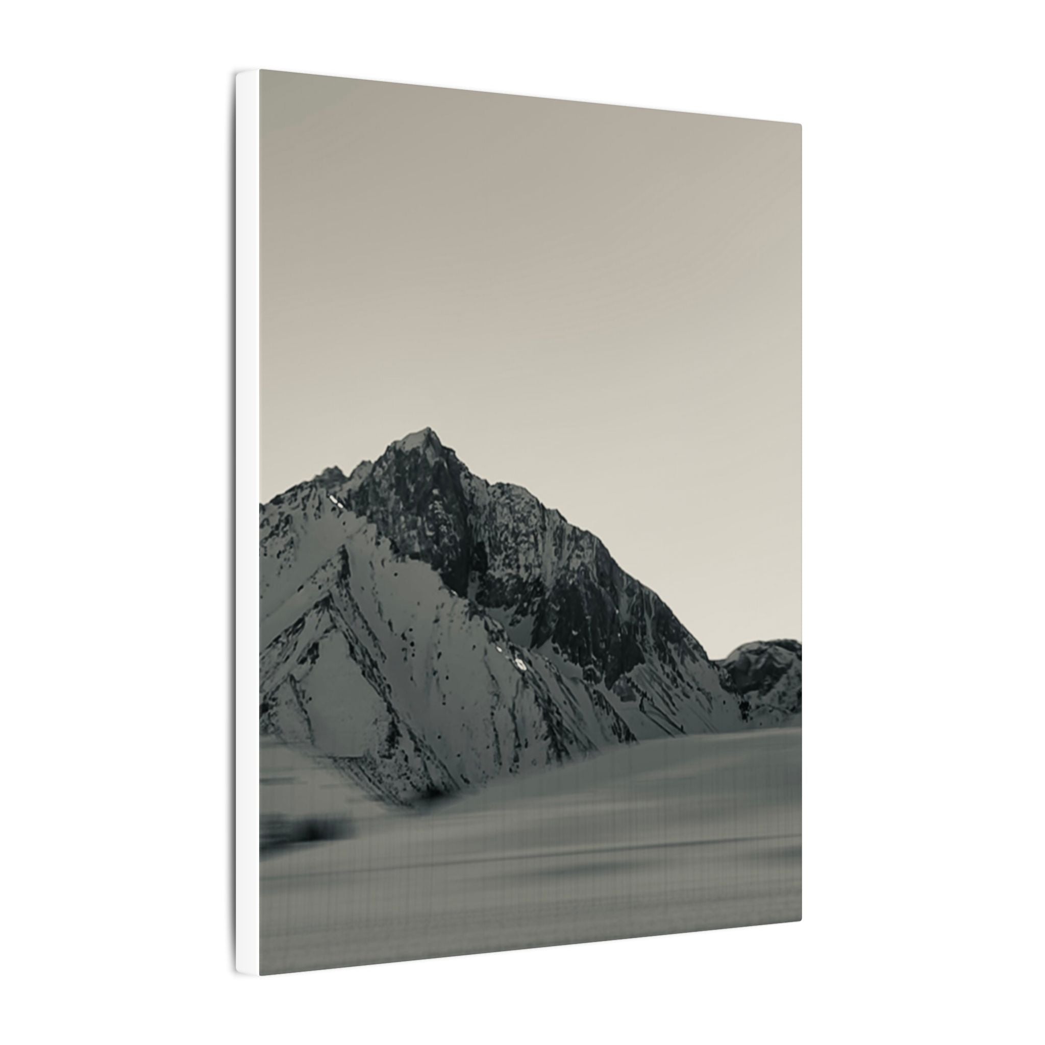 Minimal Mountain Matte Canvas Print — Monochrome Alpine Wall Art