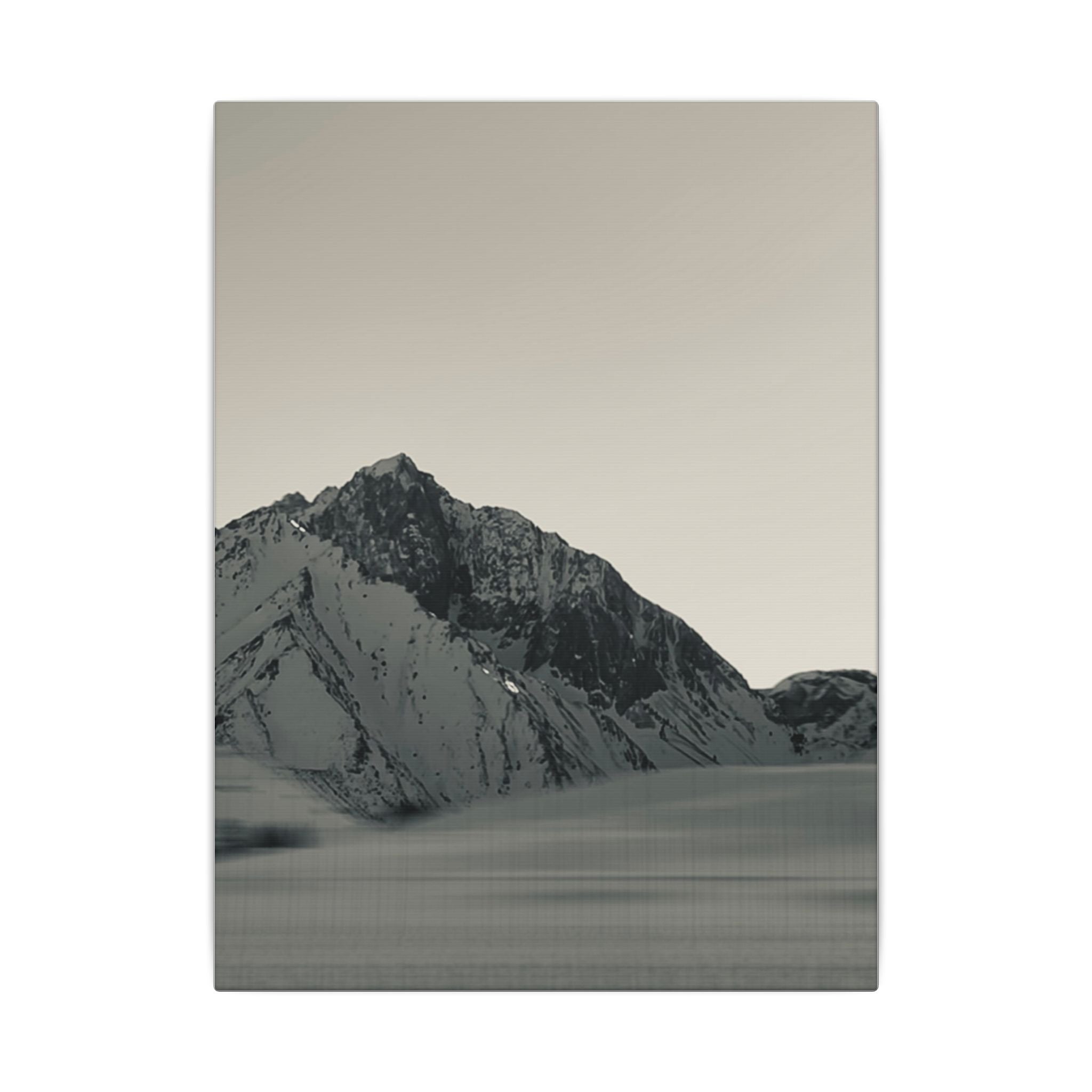 Minimal Mountain Matte Canvas Print — Monochrome Alpine Wall Art
